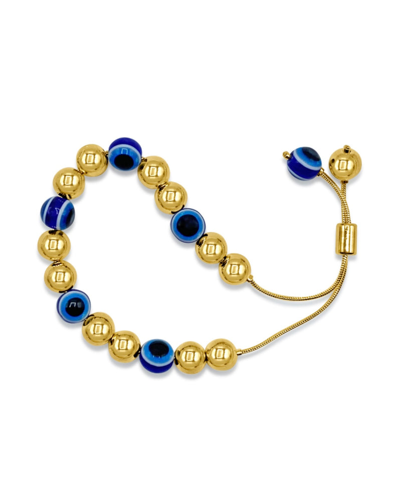 Evil Eye Adjustable Bead Bracelet